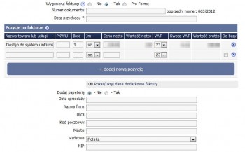 Generowanie faktury - inFirma CRM online