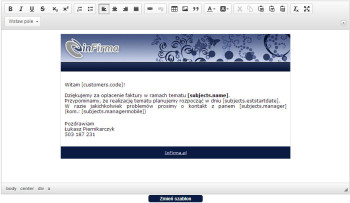 Szablony maili - system CRM inFirma.pl