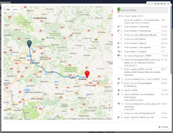 Mapa dojazdu do klienta - CRM online 