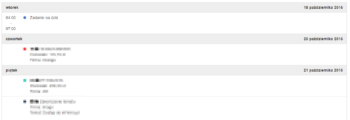 Kalendarz - widok listy - CRM online wersja 2.2.0
