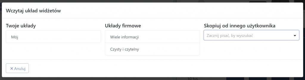 Wczytywanie układów widżetów w CRM online