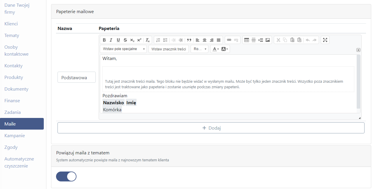 Konfiguracja systemu CRM online