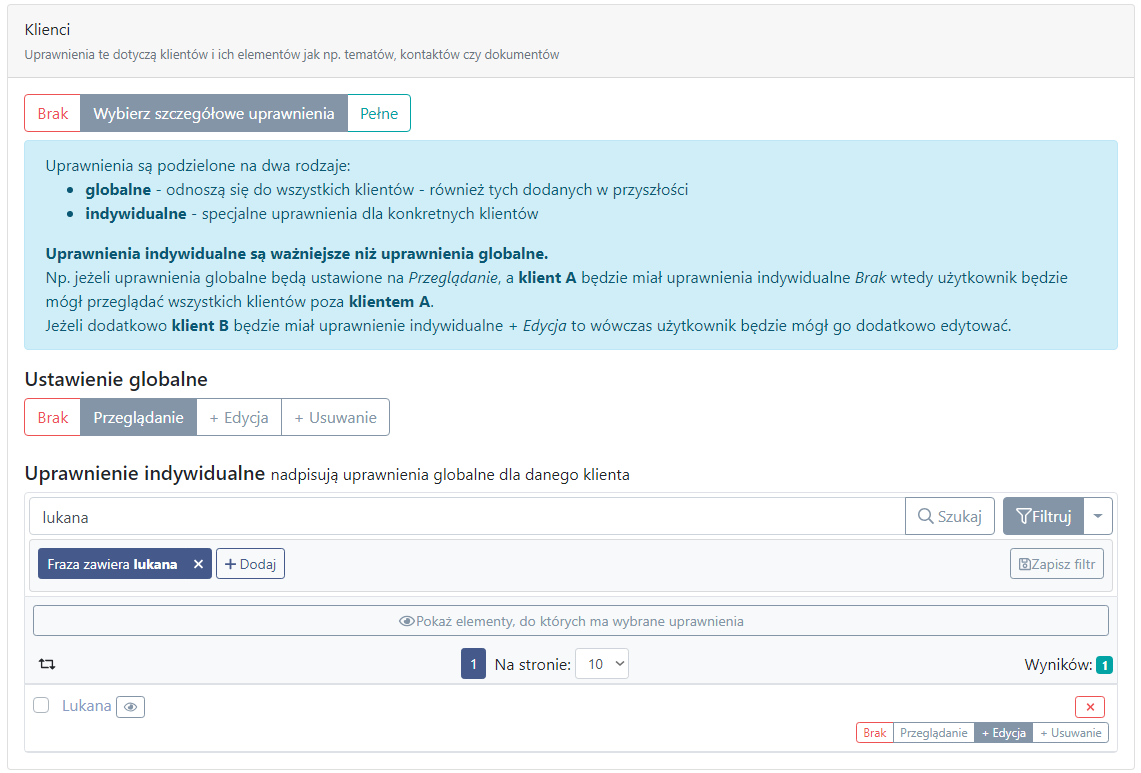 Ustawianie uprawnień w systemie CRM