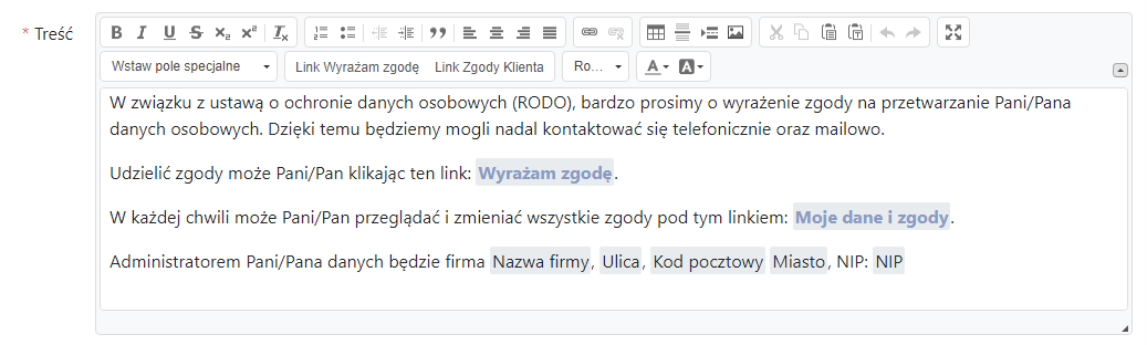 Maile wysyłany klientom z prośbą o zgodę