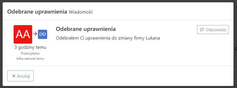 Wewnętrzny system wiadomości w systemie CRM online inFirma.pl
